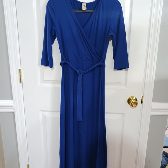 Lara long sleeve belted royal blue maxi dress - Picture 7 of 8